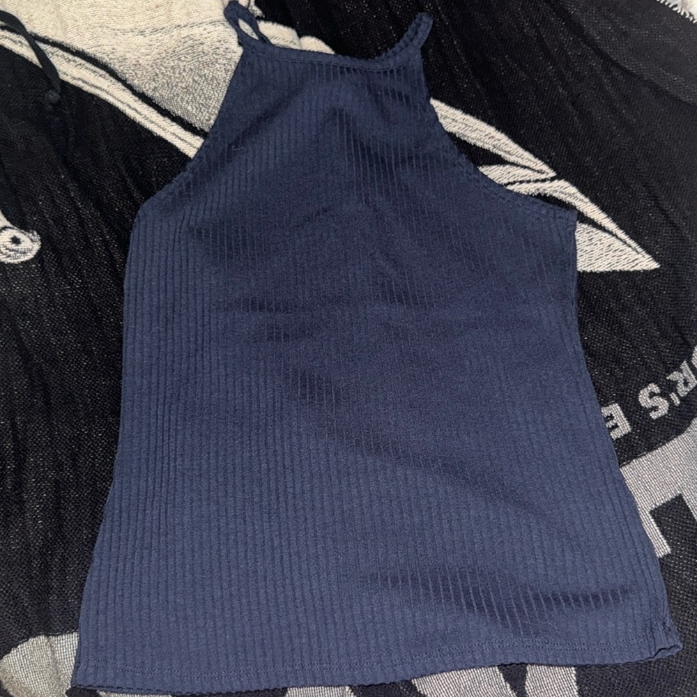 Navy blue high rise neck tank